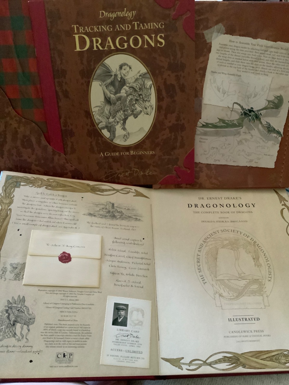 2 Like New Different Hardcover 12 “ x 1” Dragonology Books, Board Pages & More