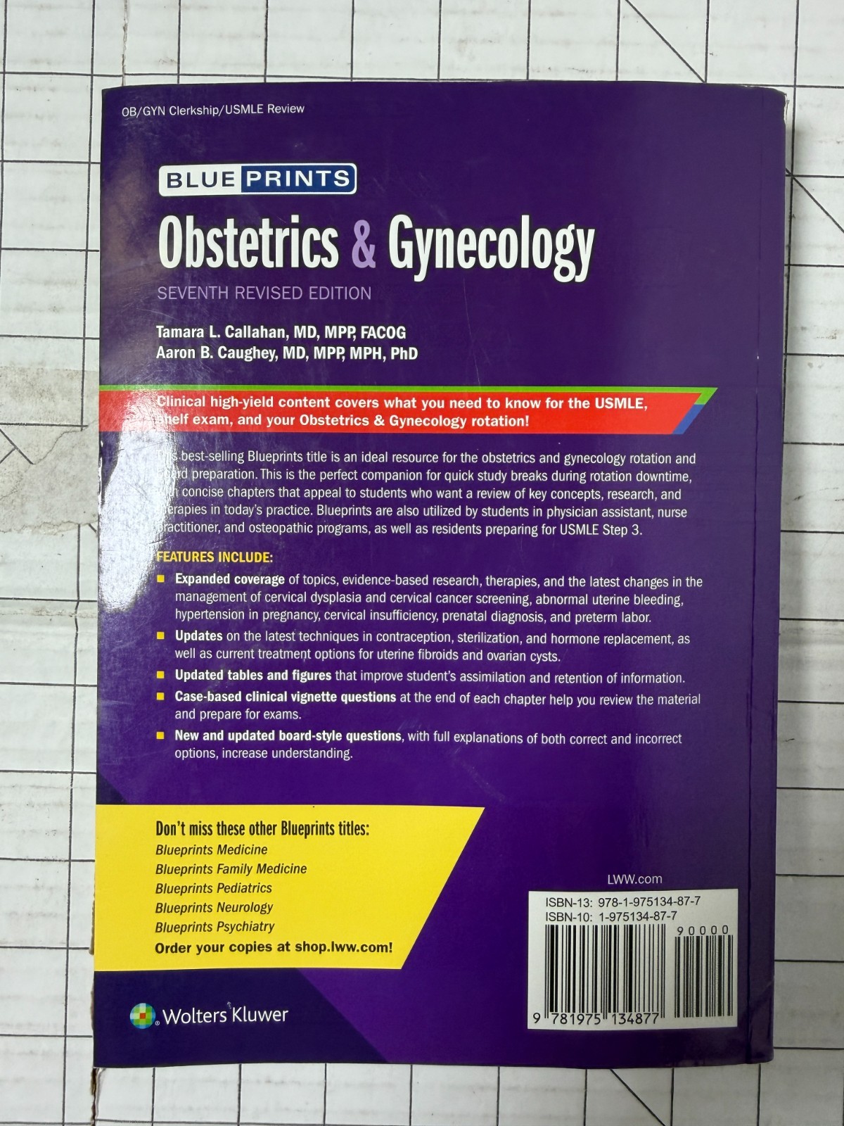 Blueprints Obstetrics and Gynecology 7th Revised Edition by T. Callahan 2018 TPB