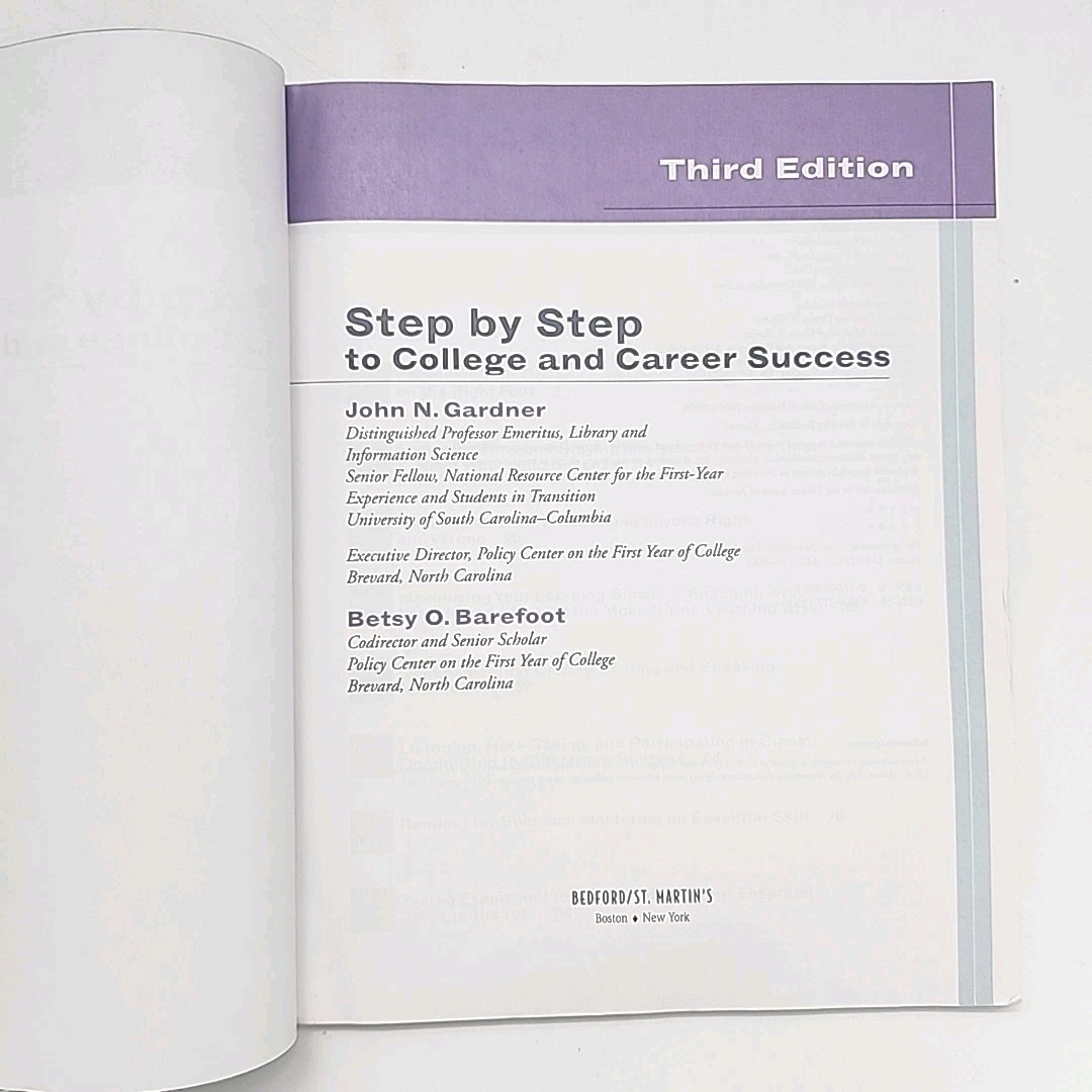 Step by Step to College and Career Success by John Gardner & Betsy Barefoot Book