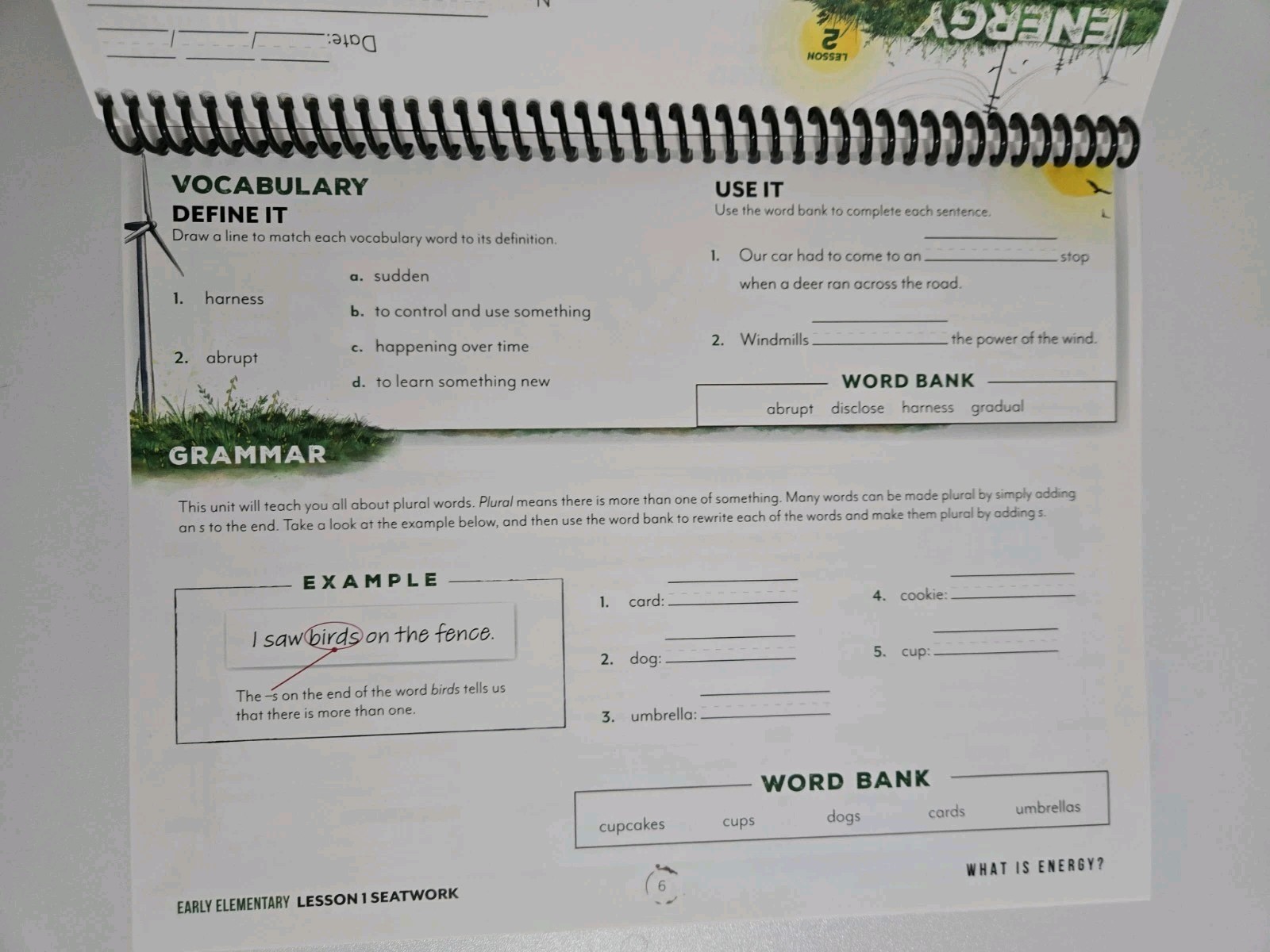 Gather Round Homeschool – Energy – Early Elementary SeatWork Journal