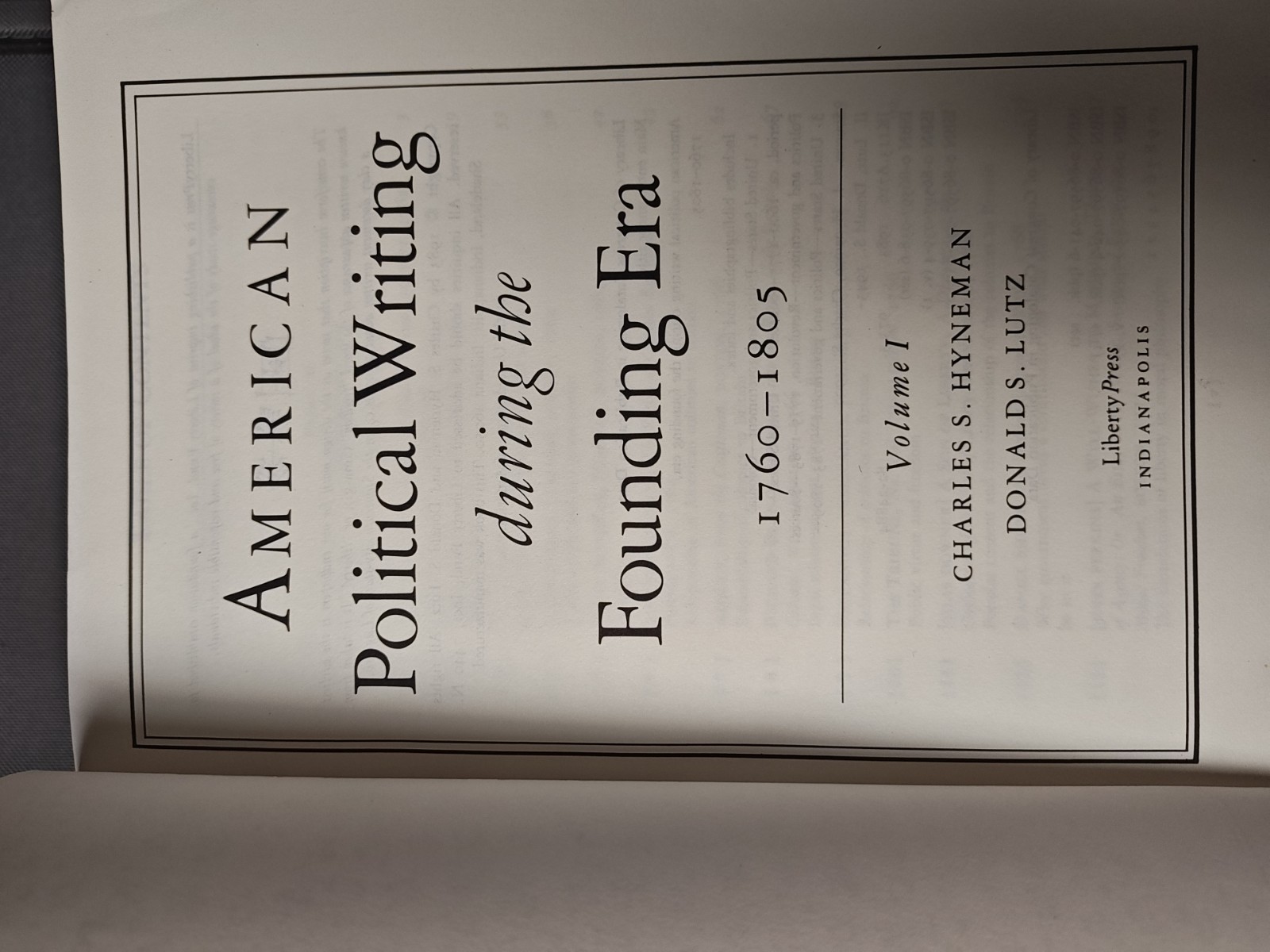 American Political Writing During The Founding Era