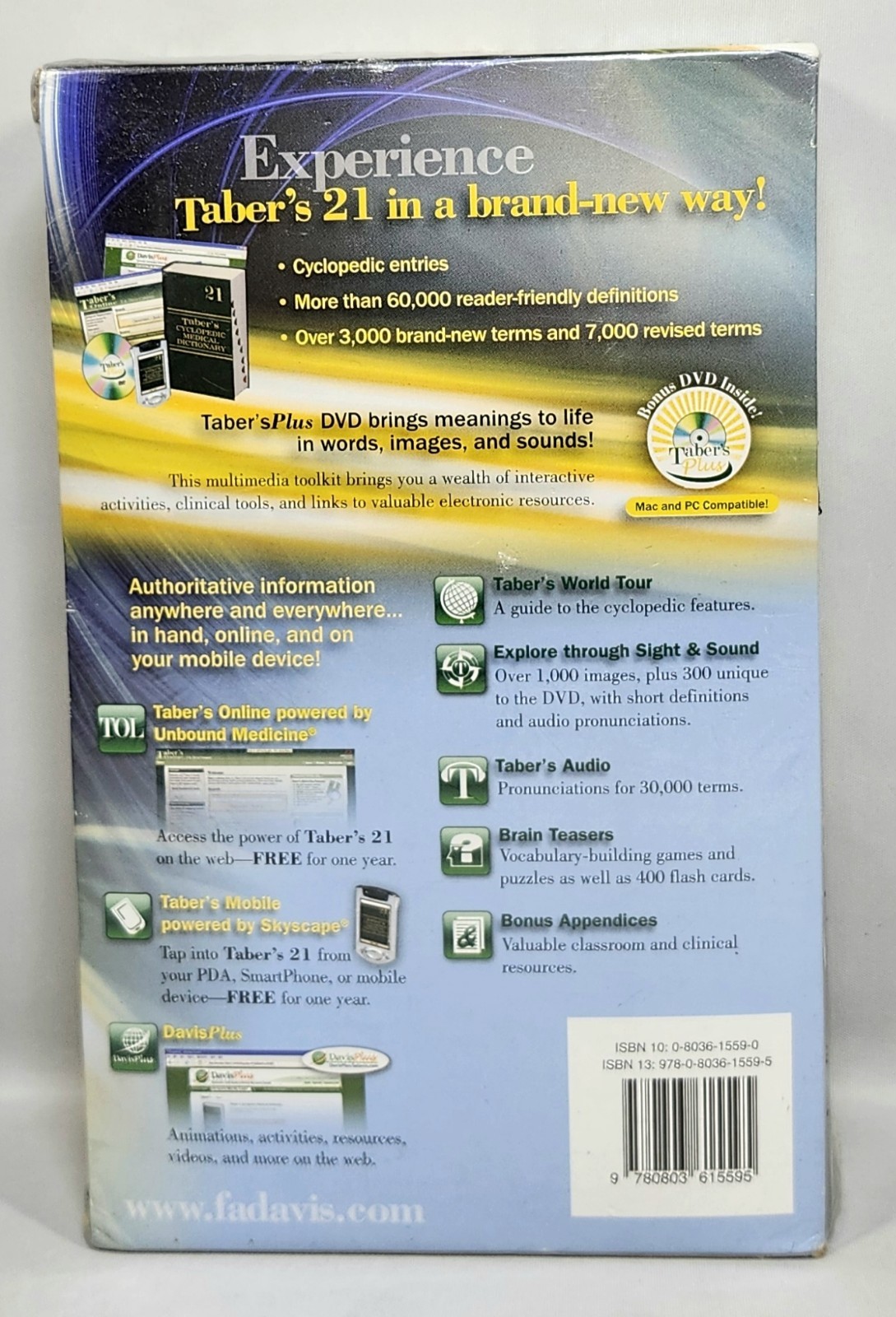 Taber’s 21 CYCLOPEDIC MEDICAL DICTIONARY Book DVD Thumb-Indexed F.A. Davis