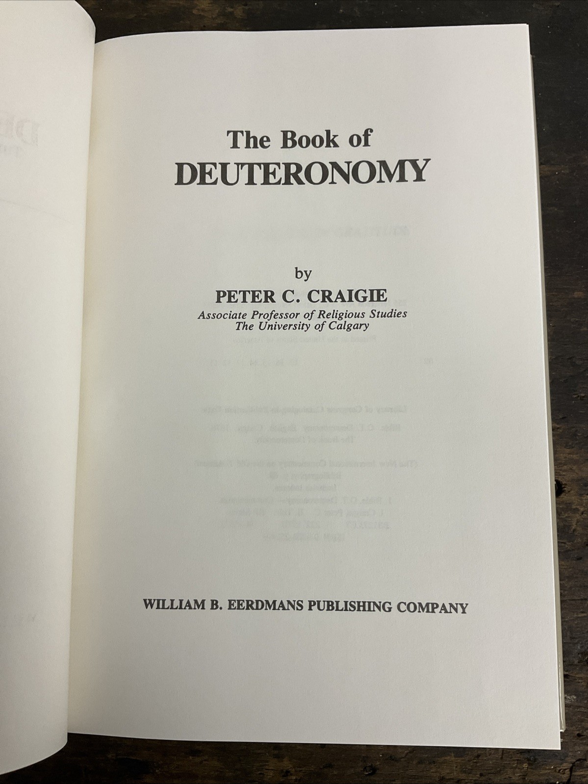 The Book of Deuteronomy by Peter C. Craigie NICOT Series (Hardcover)