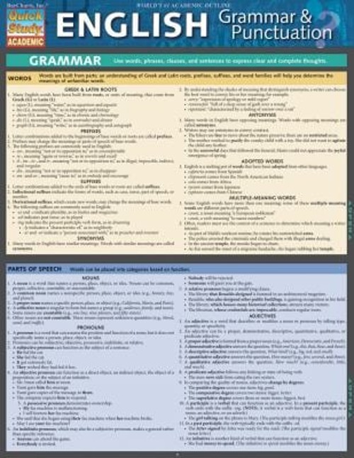 English Grammar and Punctuation : A QuickStudy Laminated Referenc