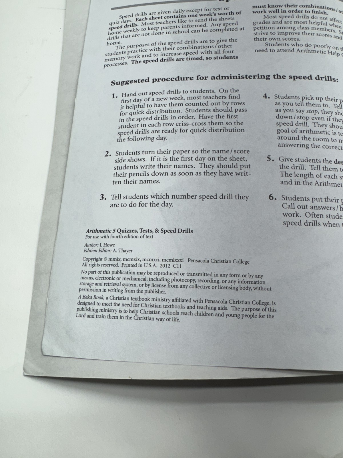 Arithmetic 5 Teacher Quiz Test Key A Beka Book Math Homeschool Softcover