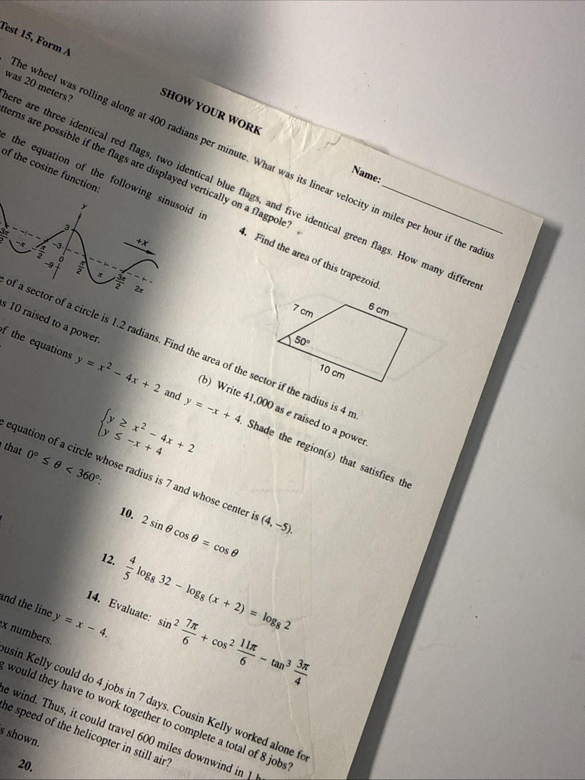 Saxon advanced Mathematics (2nd ed) TEST MASTERS (shows So Wear)