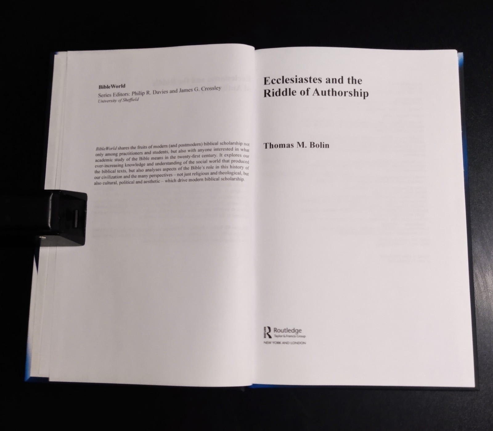ECCLESIASTES and THE RIDDLE OF AUTHORSHIP – Thomas M. Bolin (2017) As New
