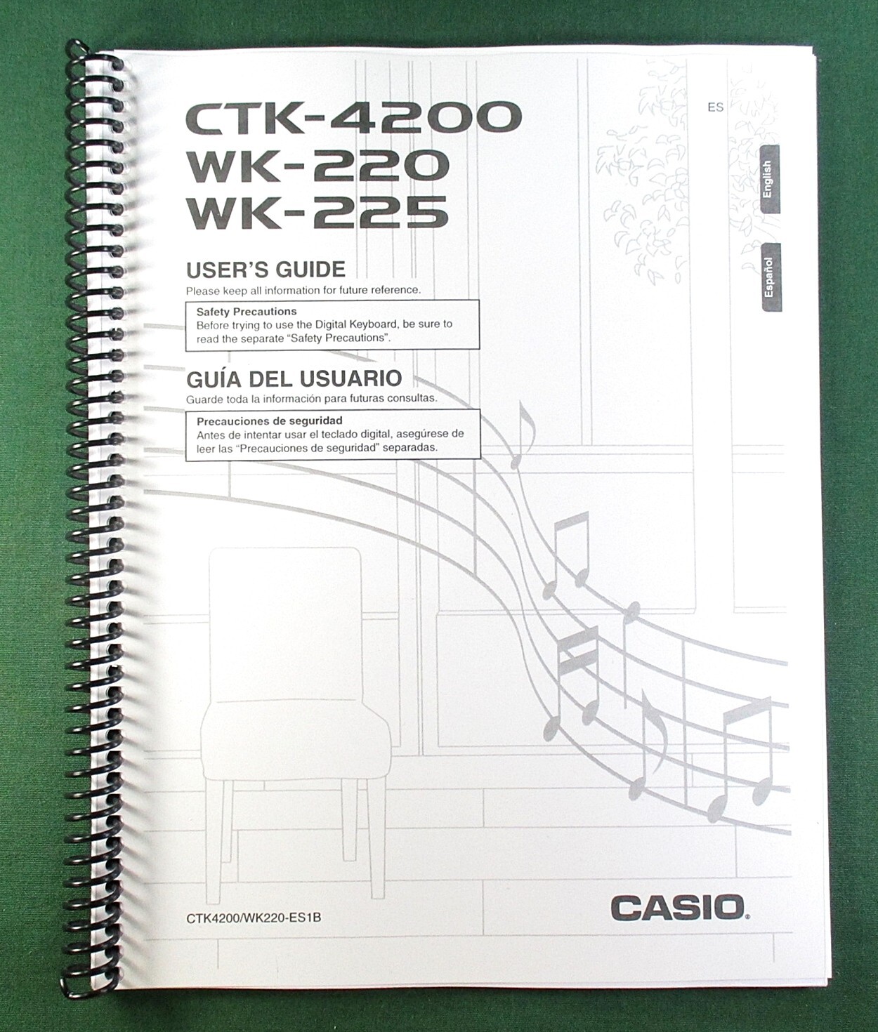 Casio WK-220 Instruction Manual: 77 Pages Coil Bound & Protective Covers!