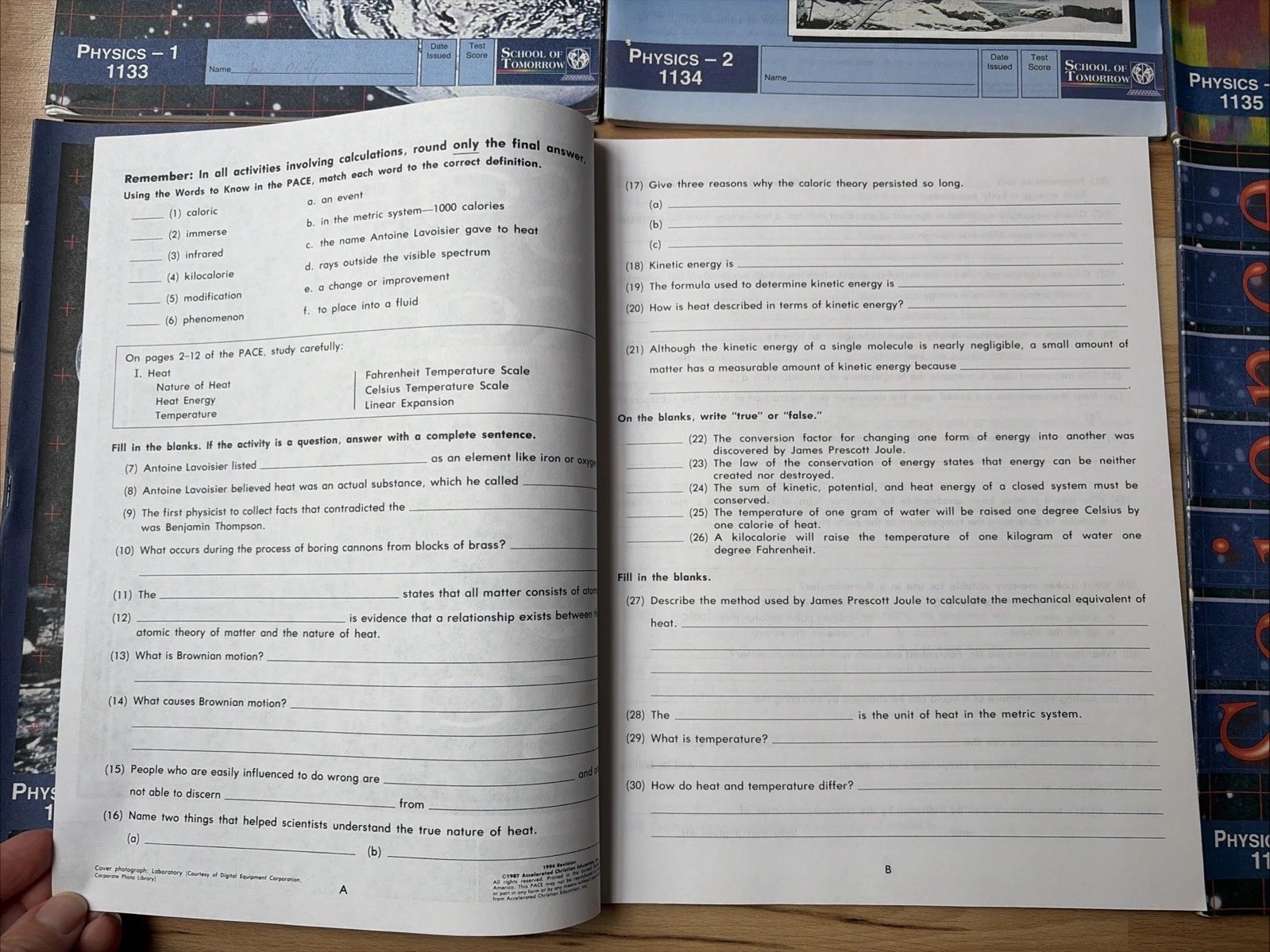 ACE School of Tomorrow Physics PACES 1-5, 12 Lot 6 Homeschool Science Unused