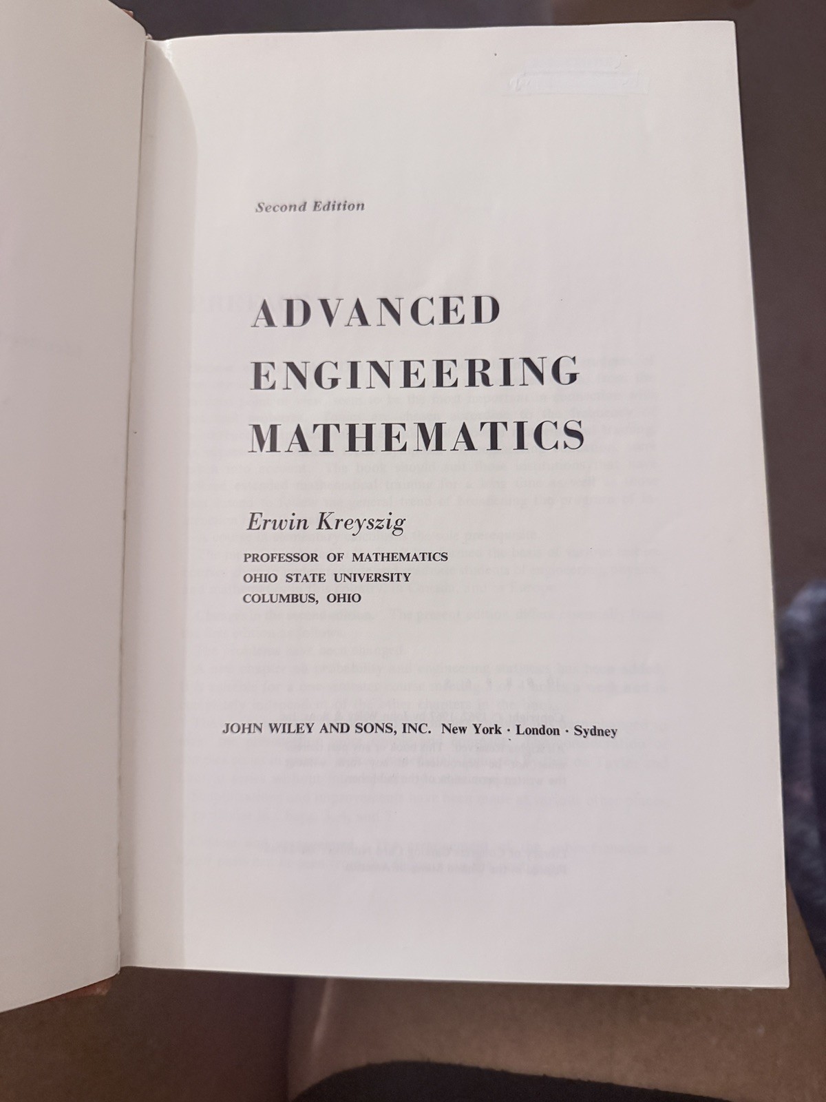 Advanced Engineering Mathematics Erwin Kreyszig Second Edition 1967