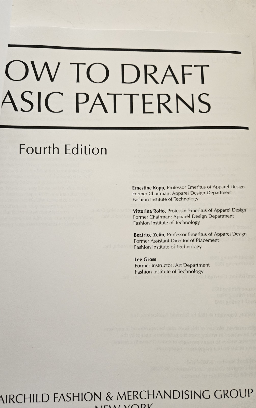 How to Draft Basic Patterns, Paperback Kopp Rolfo Zelin & Gross GOOD CONDITION