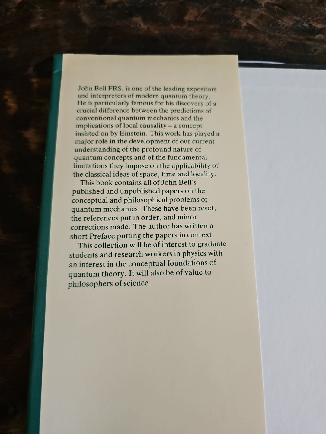 Speakable & Unspeakable in Quantum Mechanics J.S. Bell 1987 First Ed HC DJ