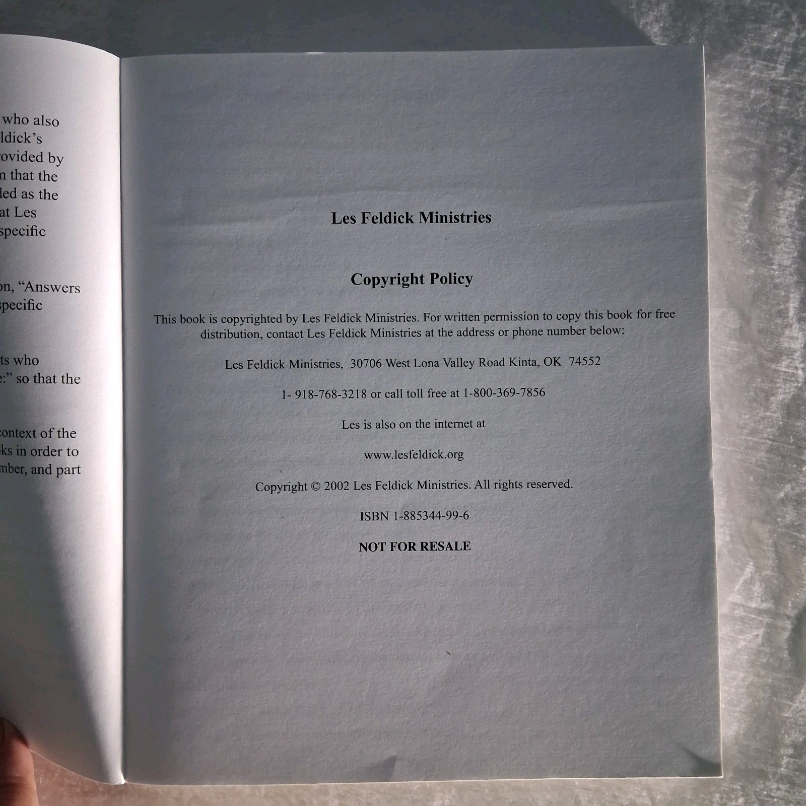 Questions and Answers from the Bible by Feldick, Les E. Please Read