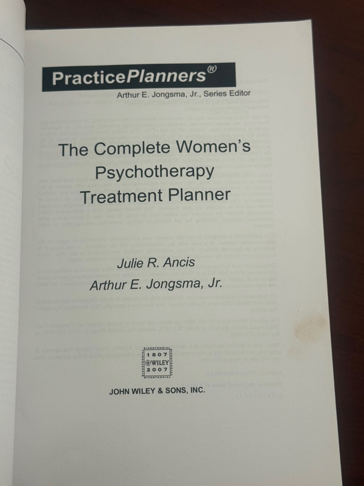 The Complete Women’s Psychotherapy Treatment Planner Julie R Ancis 2007 PB