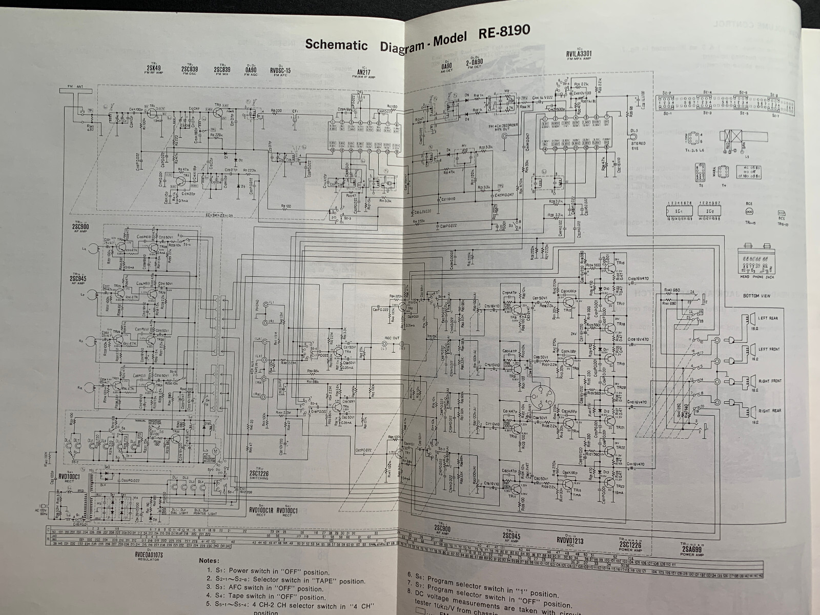Panasonic RE-8190 FM/AM Quadraphonic 4-Channel 8-Track ORIGINAL Service Manual
