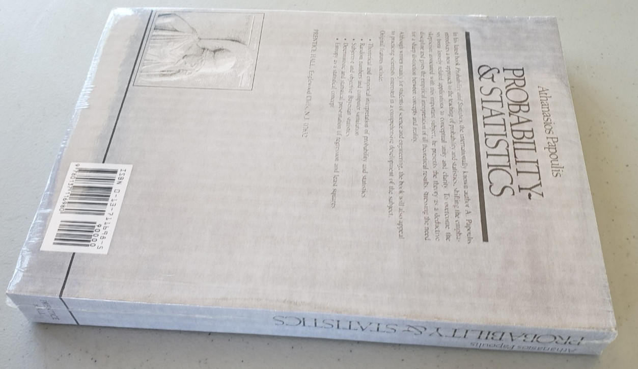 Probability Statistics Papoulis 1989 Prentice Hall NEW Wraps w/ Original Receipt