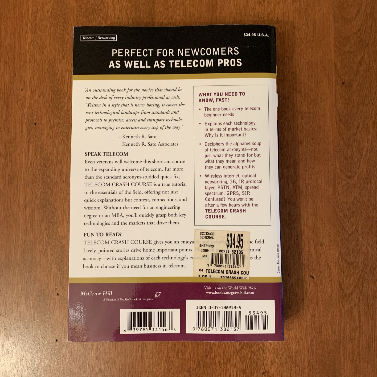 McGraw-Hill Telecom Ser.: Telecom Crash Course by Steven Shepard (2001, Trade…