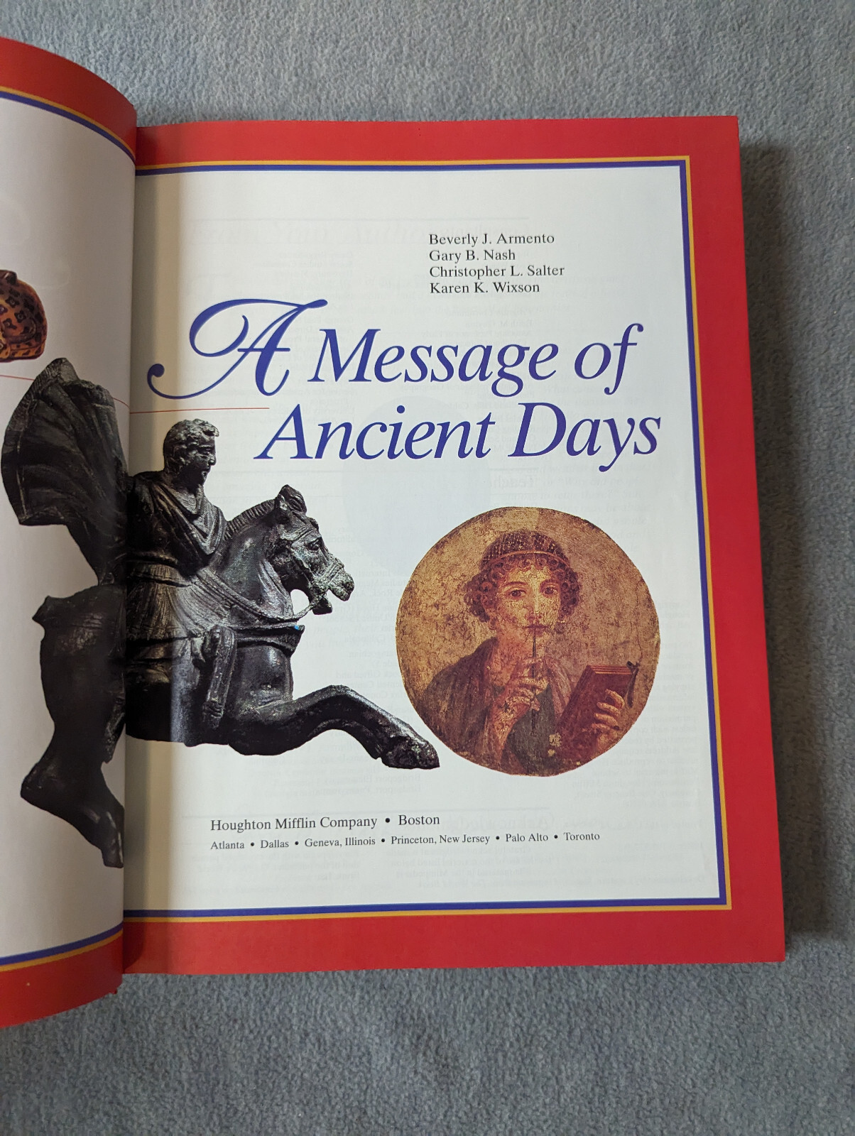 A Message of Ancient Days 1991 Hardcover Textbook by Armento Social Studies