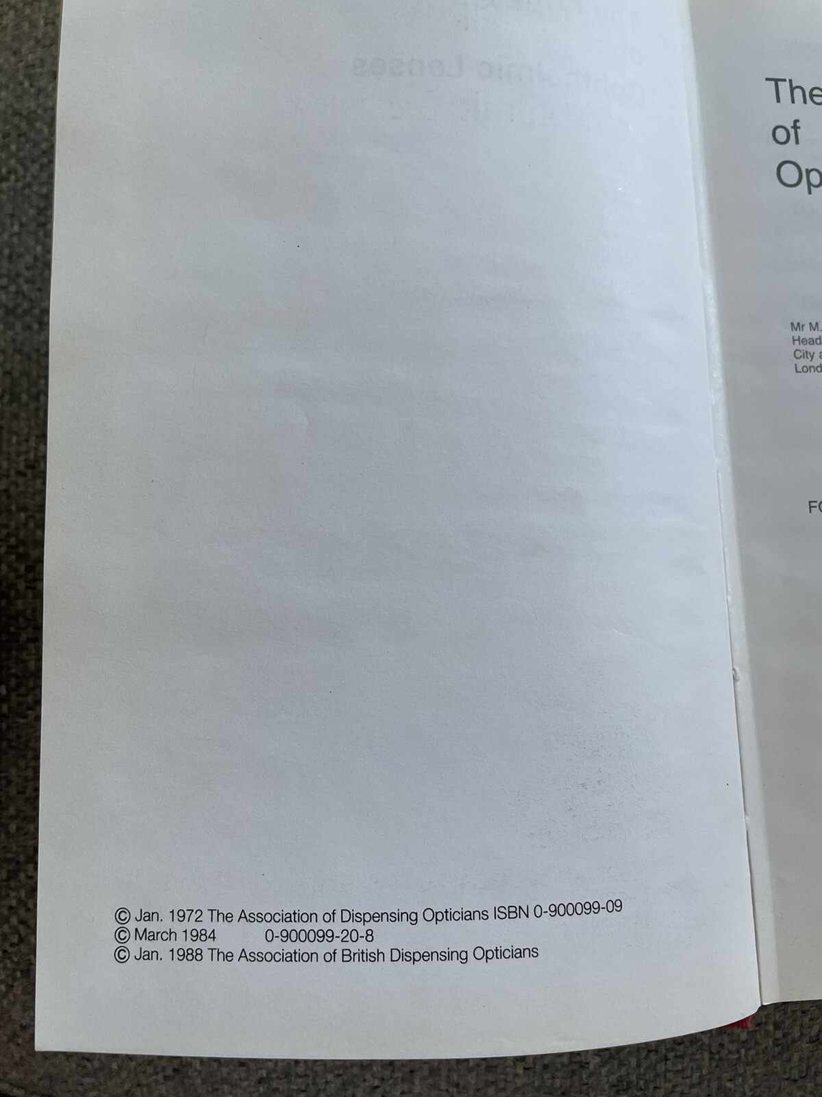 The Principles of Ophthalmic Lenses, Jalie Book Used Fourth Edition Abdo