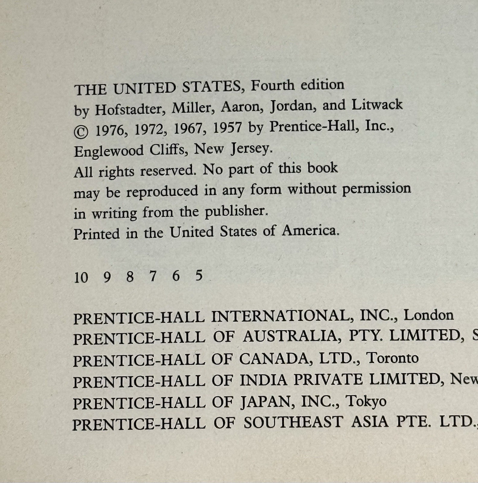 The United States 1976 by Hofstadter/Miller/Aaron/Jordan/Litwack