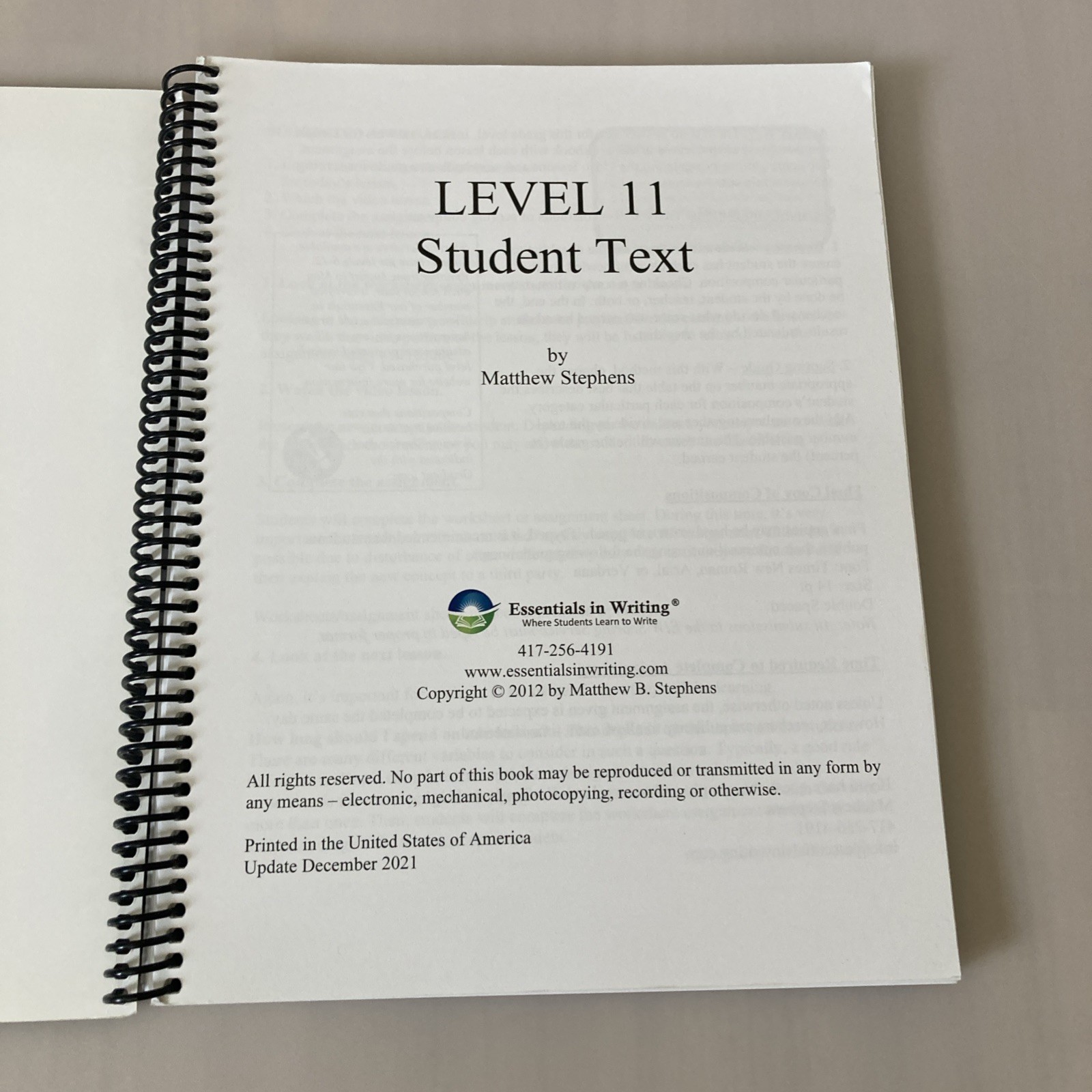 Essentials In Writing 11 Where Students Learn To Write Student Text 2021 EIW NEW