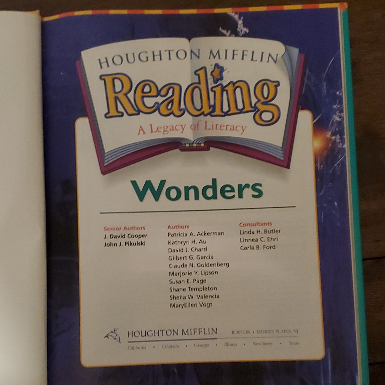 Houghton Mifflin Reading: Wonders A Legacy of Literacy Level 1.5 HC 2005 ISBN