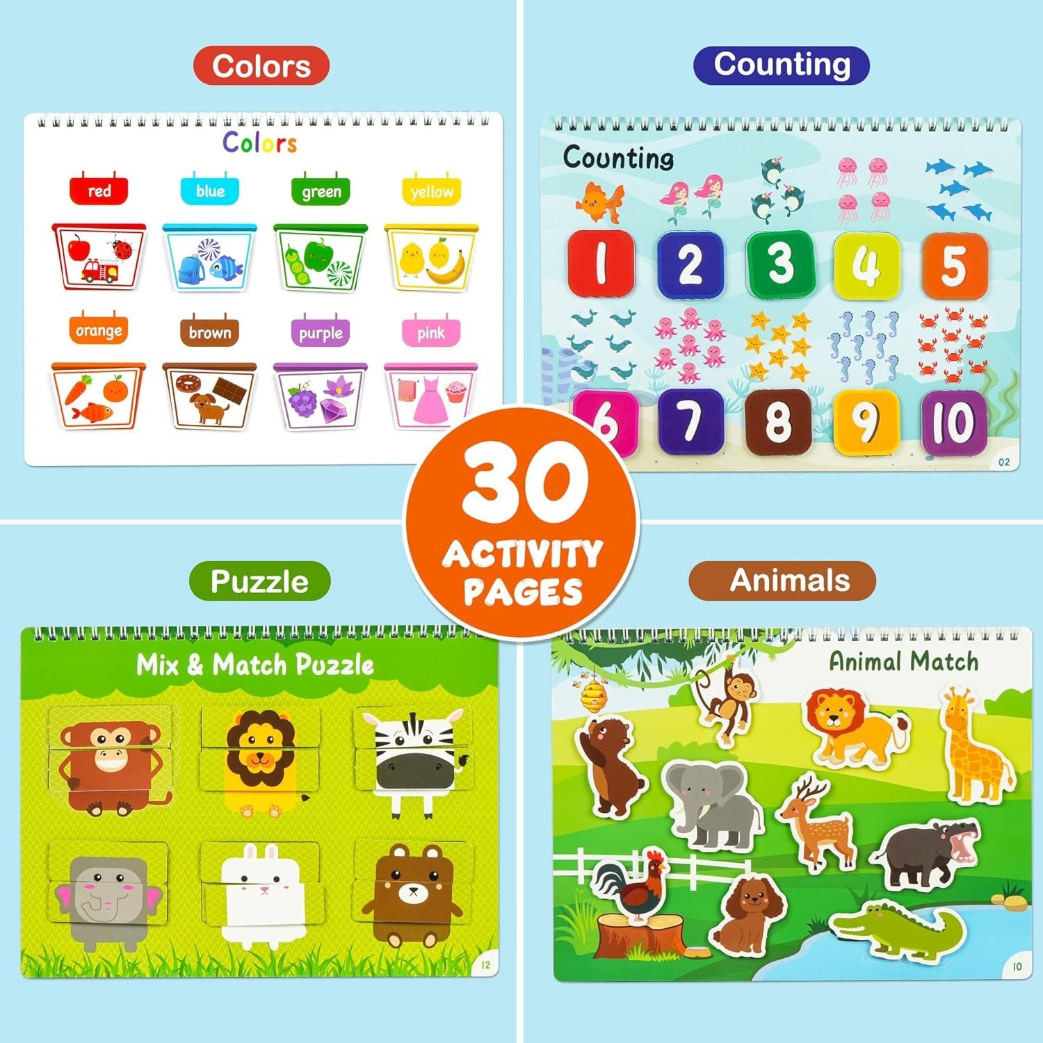 BenBen Busy Book for Toddlers, 30 Pages, Pre-Assembled, Preschool L… Fast Ship