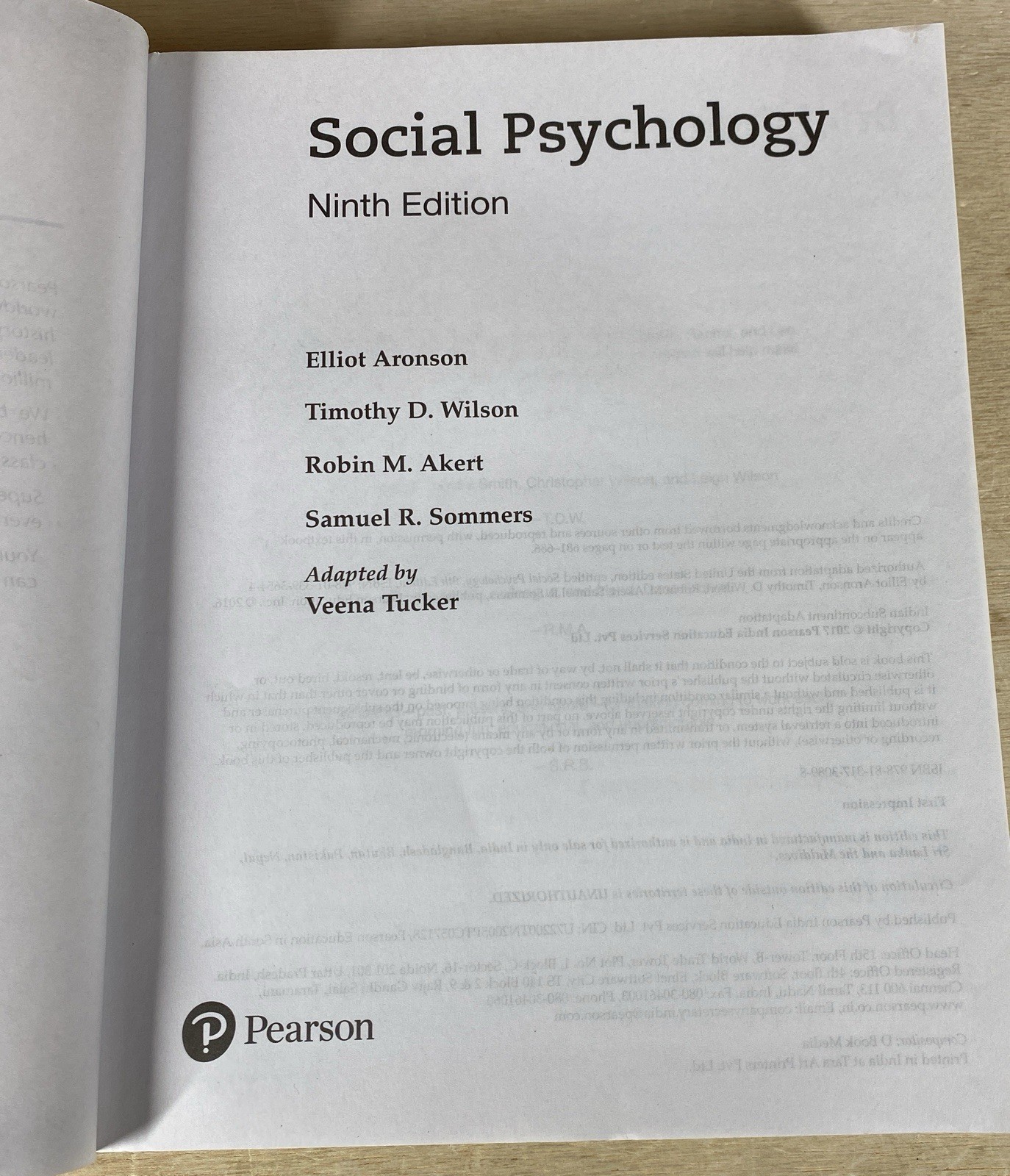 SOCIAL PSYCHOLOGY 9th Edition Paperback Textbook