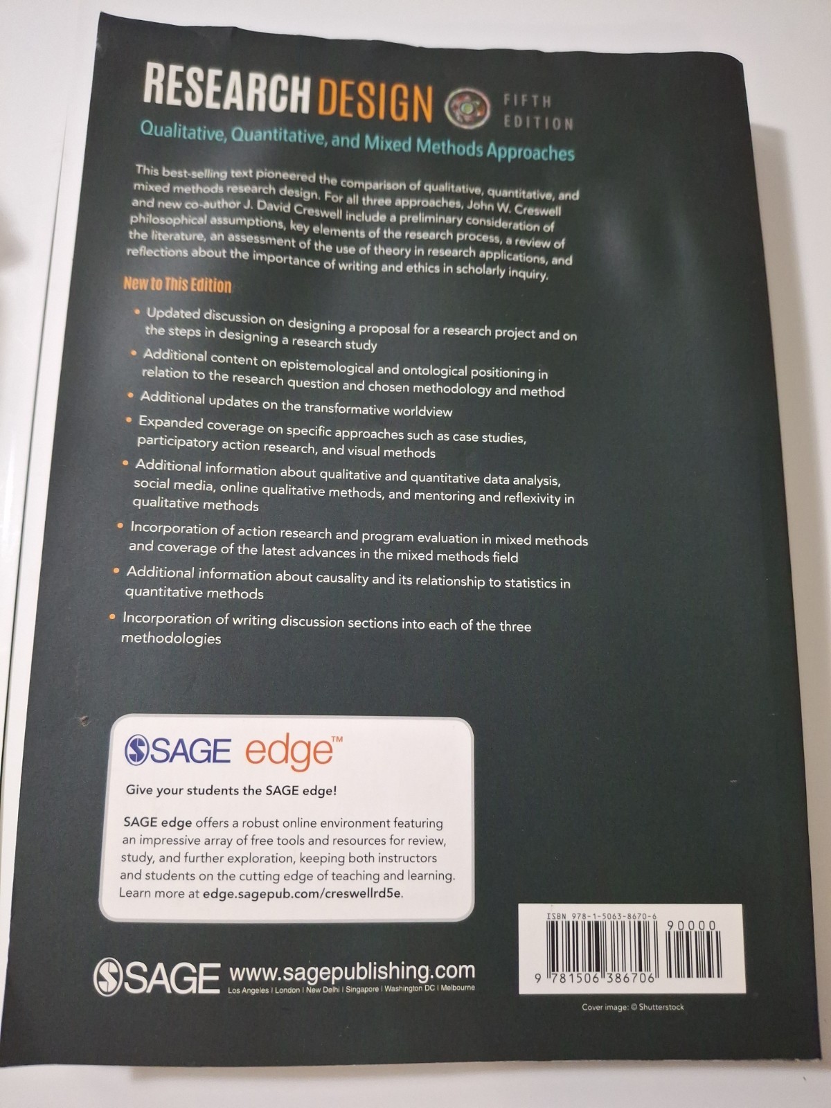 Research Design: Qualitative Quantitative & Mixed Method Approaches, 5th Ed.