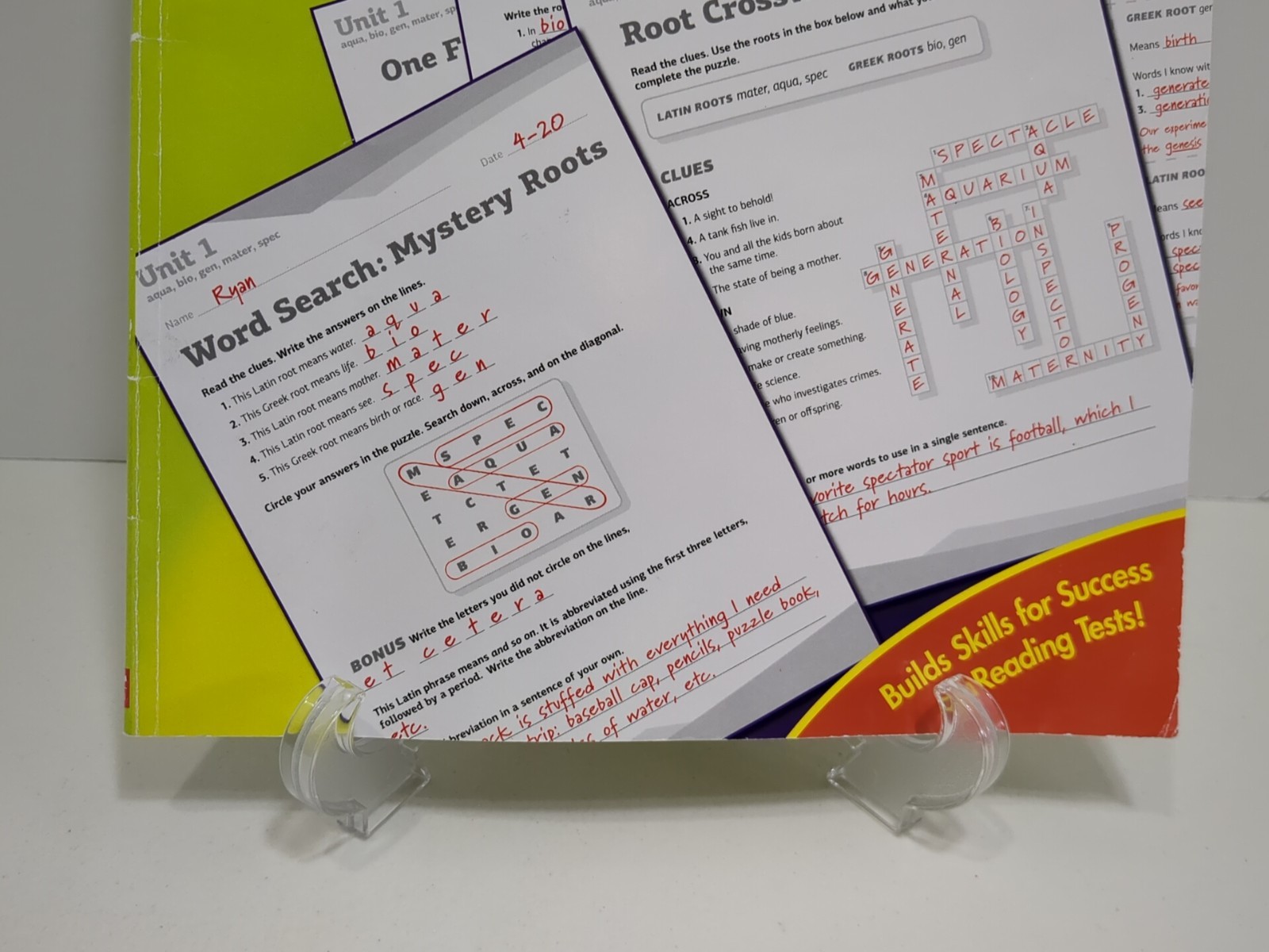 Vocabulary Packets-Greek & Latin Roots Workbook Grades 4-8 Scholastic Pre-owned