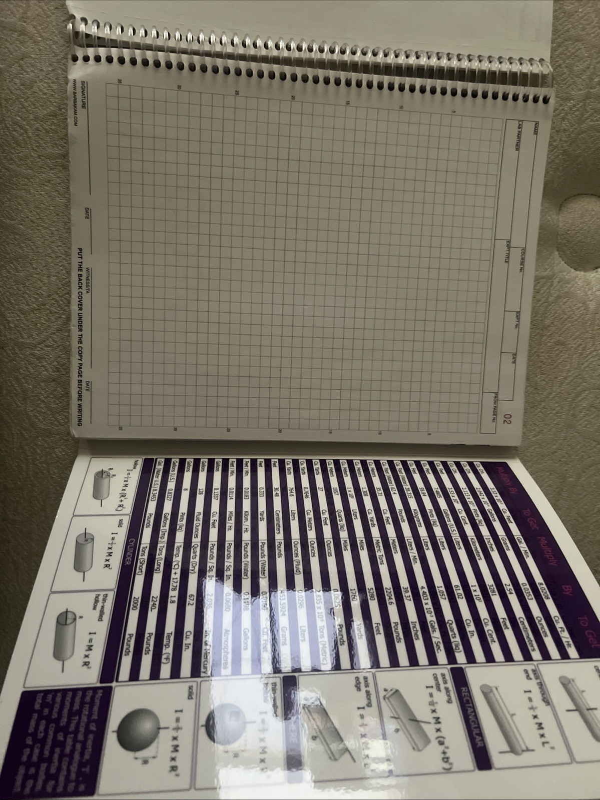 SCIENCE LAB NOTEBOOK 80 Carbonless Self-copying Pages Copy Page Perforated