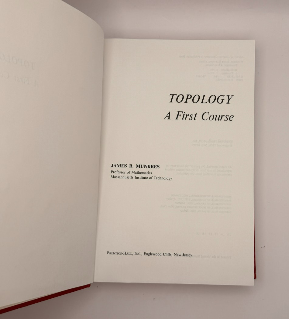 Topology A First Course James R. Munkres 1975 Hardcover Prentice Hall