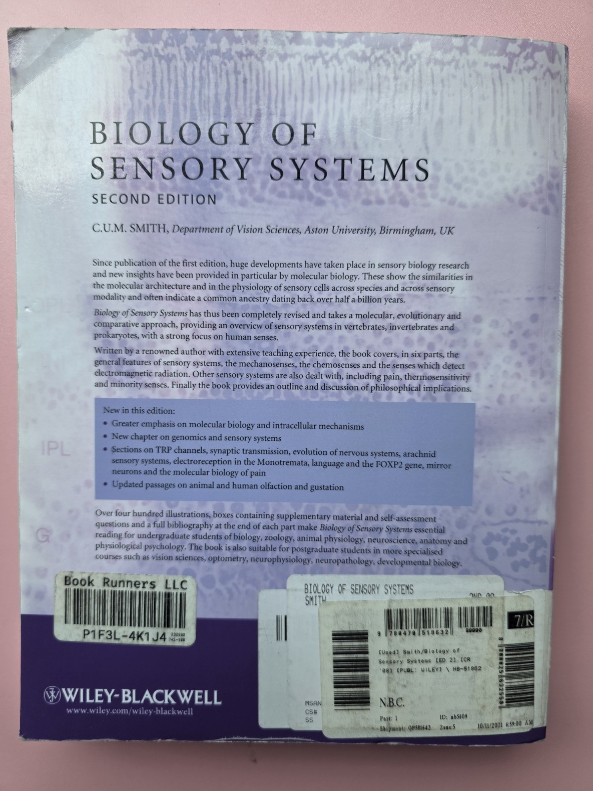 Biology of Sensory Systems 2nd Edition C.U.M. Smith Wiley-Blackwell 2008